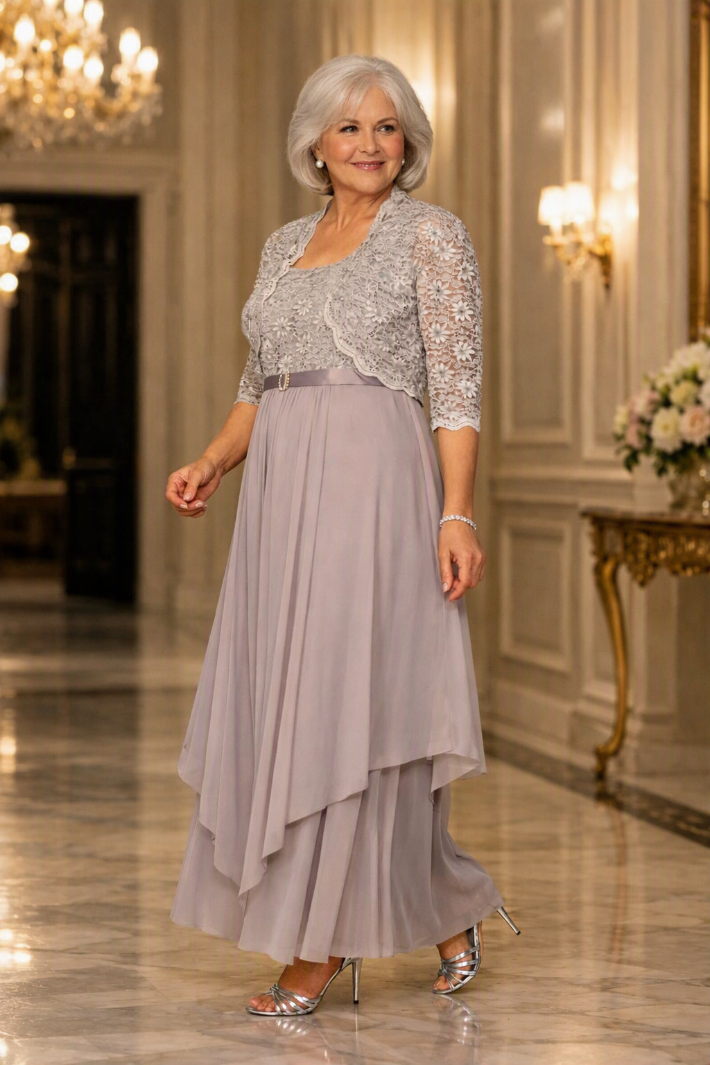 grandmother of the bride dresses with jacket Plus Size Mother Dress Color:Carbon Blue Of Daizbella Fantasy Female Warrior brides made dresses