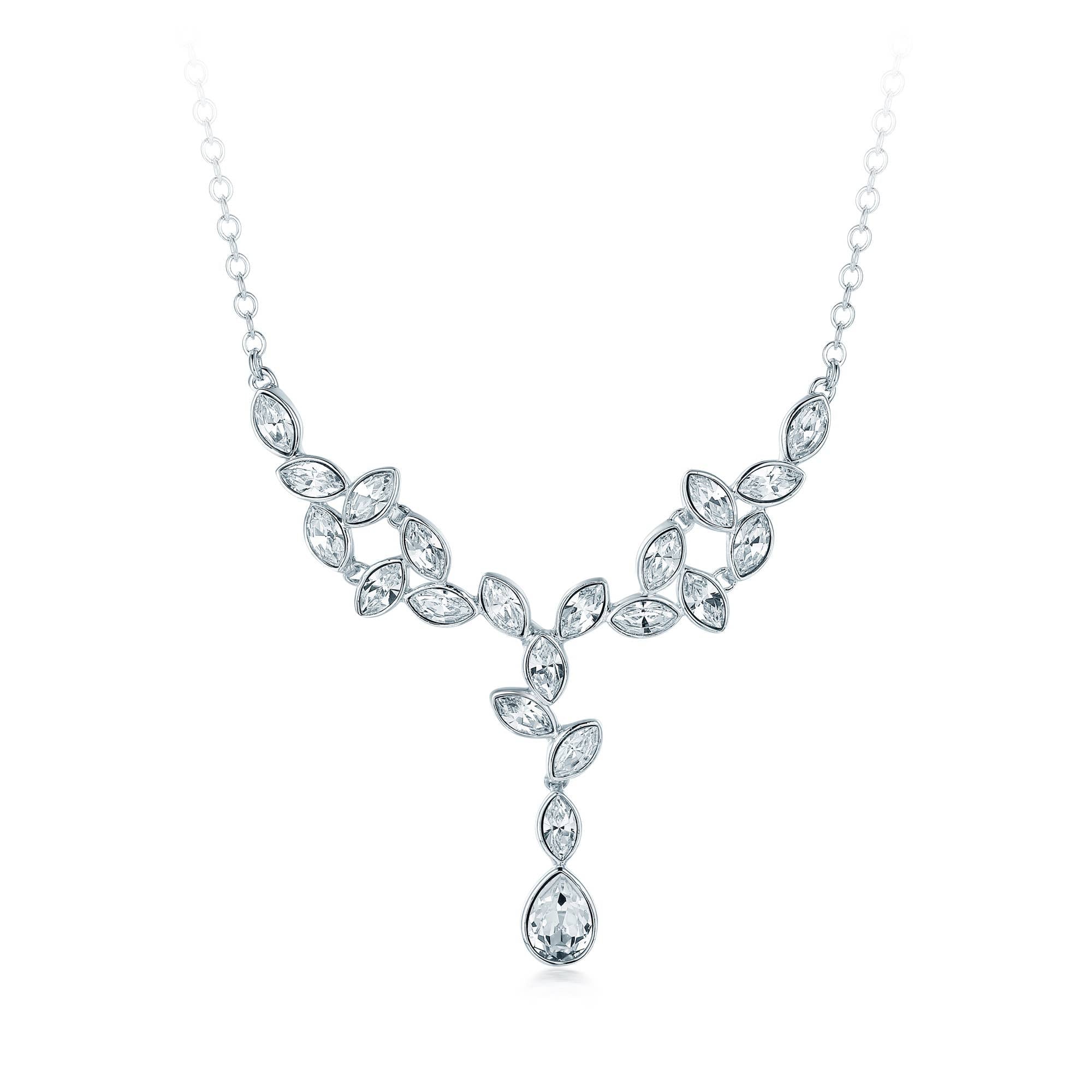 Tranquillity Pendant Necklace | Bridal | White Gold Plated