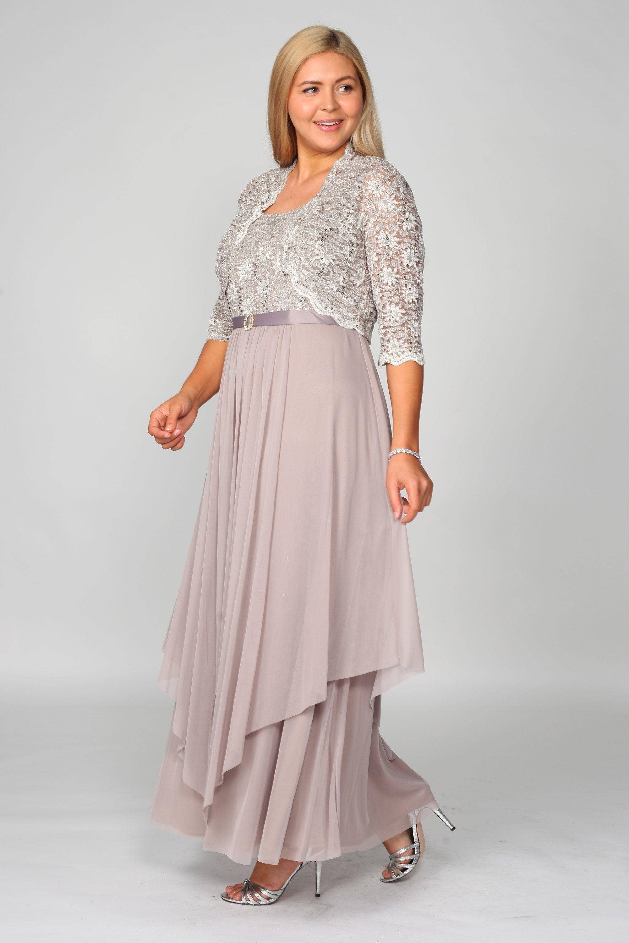 Plus Size Mother of the Bride Dress with Jacket | Floor Length Formal Gown