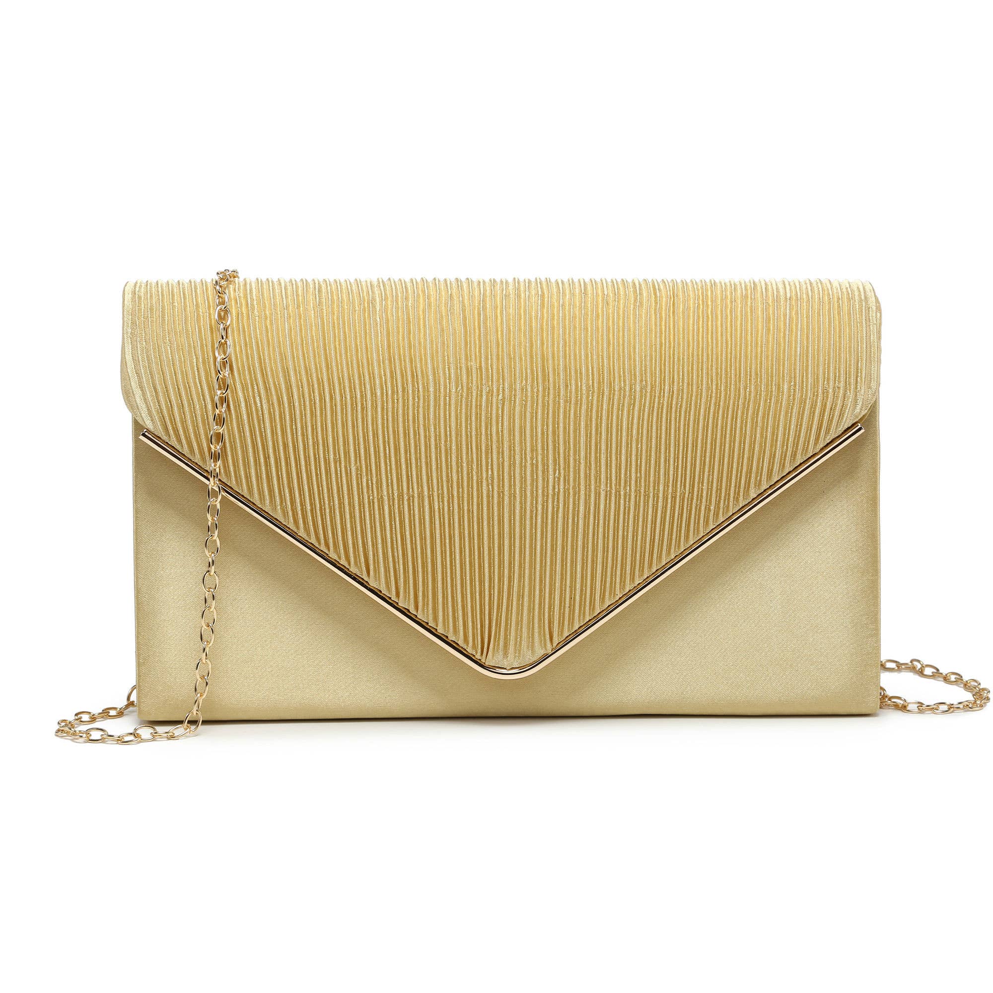 Pleated Details Satin Clutch Bag