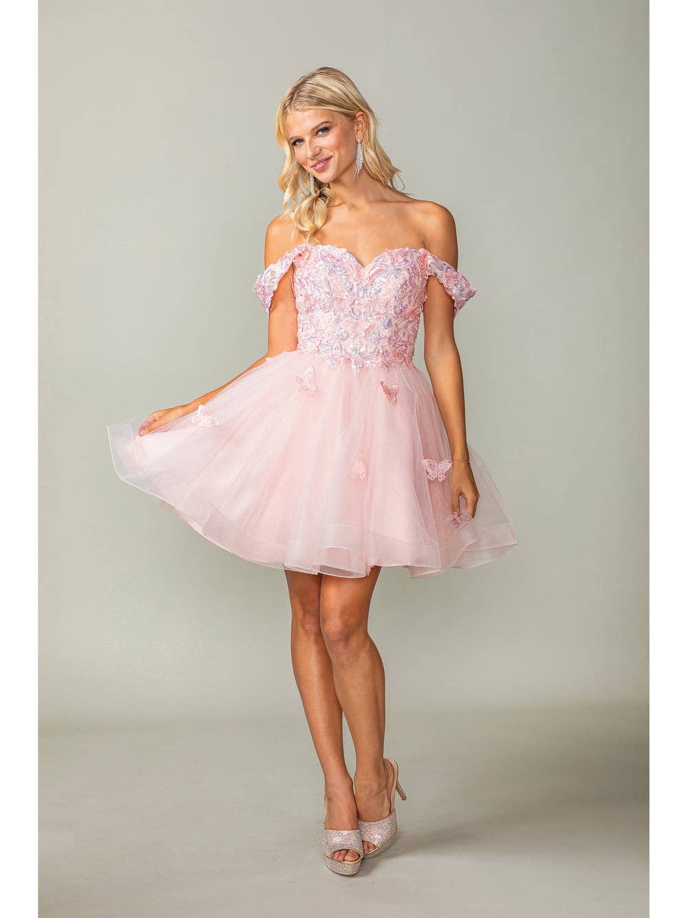 Ornate Beaded Bodice Gown with Illusion Neckline & Tulle Skirt
