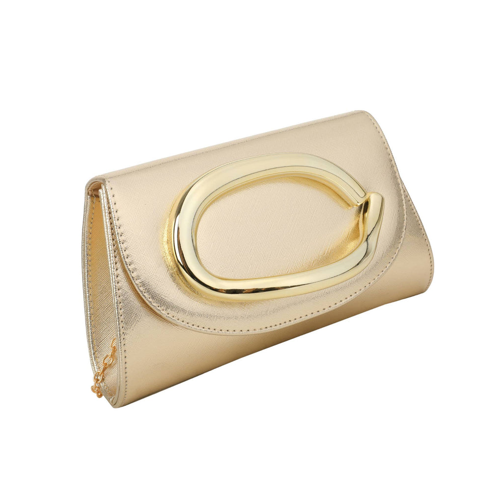 Trapezoid PU Clutch Bag with Metal Hardware