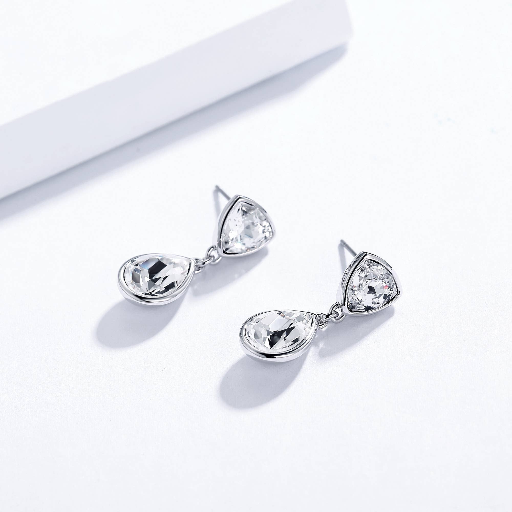 Effusion Pierced Earrings | Bridal | White Gold Plated