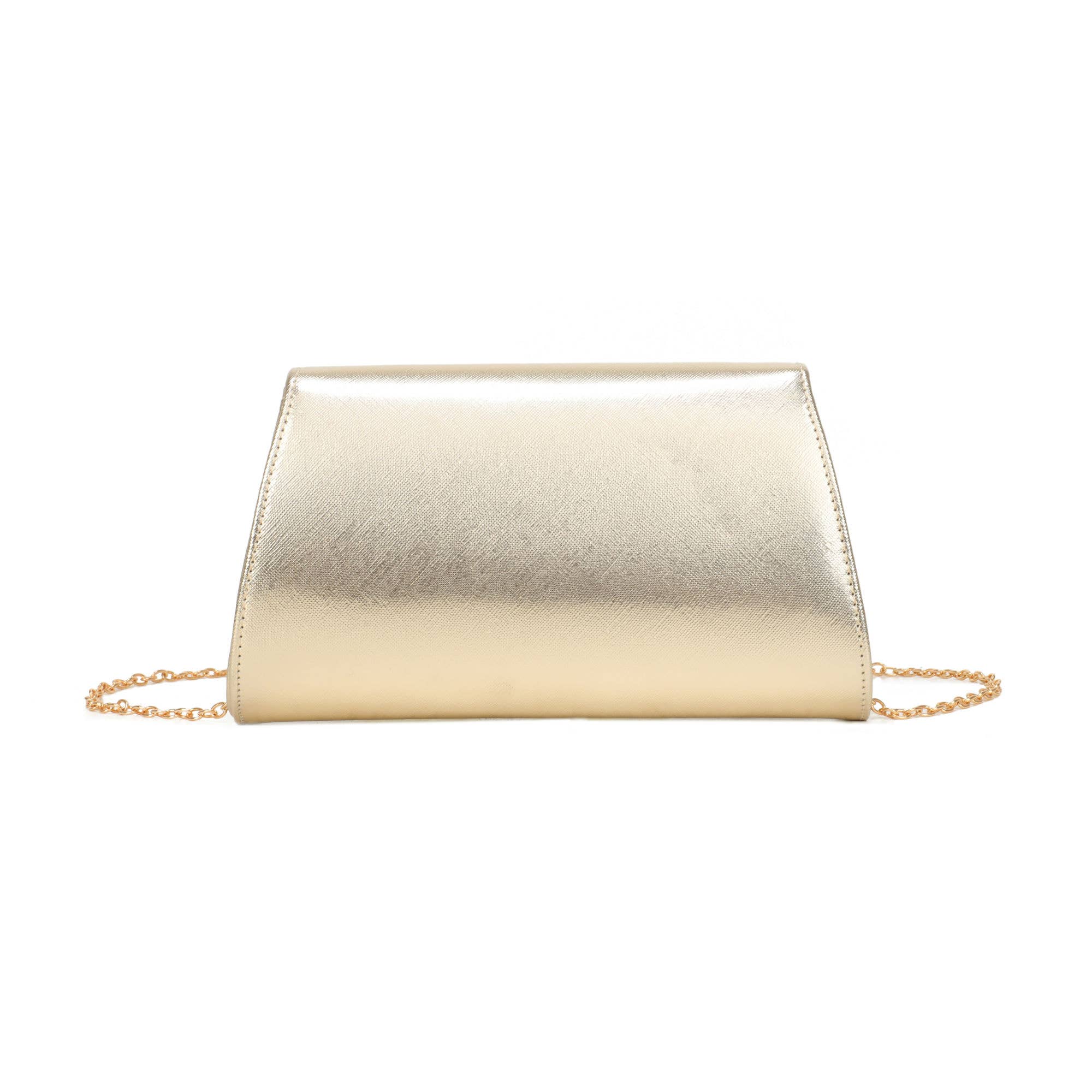 Trapezoid PU Clutch Bag with Metal Hardware