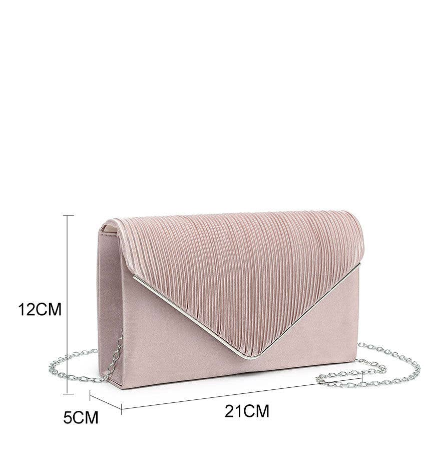 Pleated Details Satin Clutch Bag
