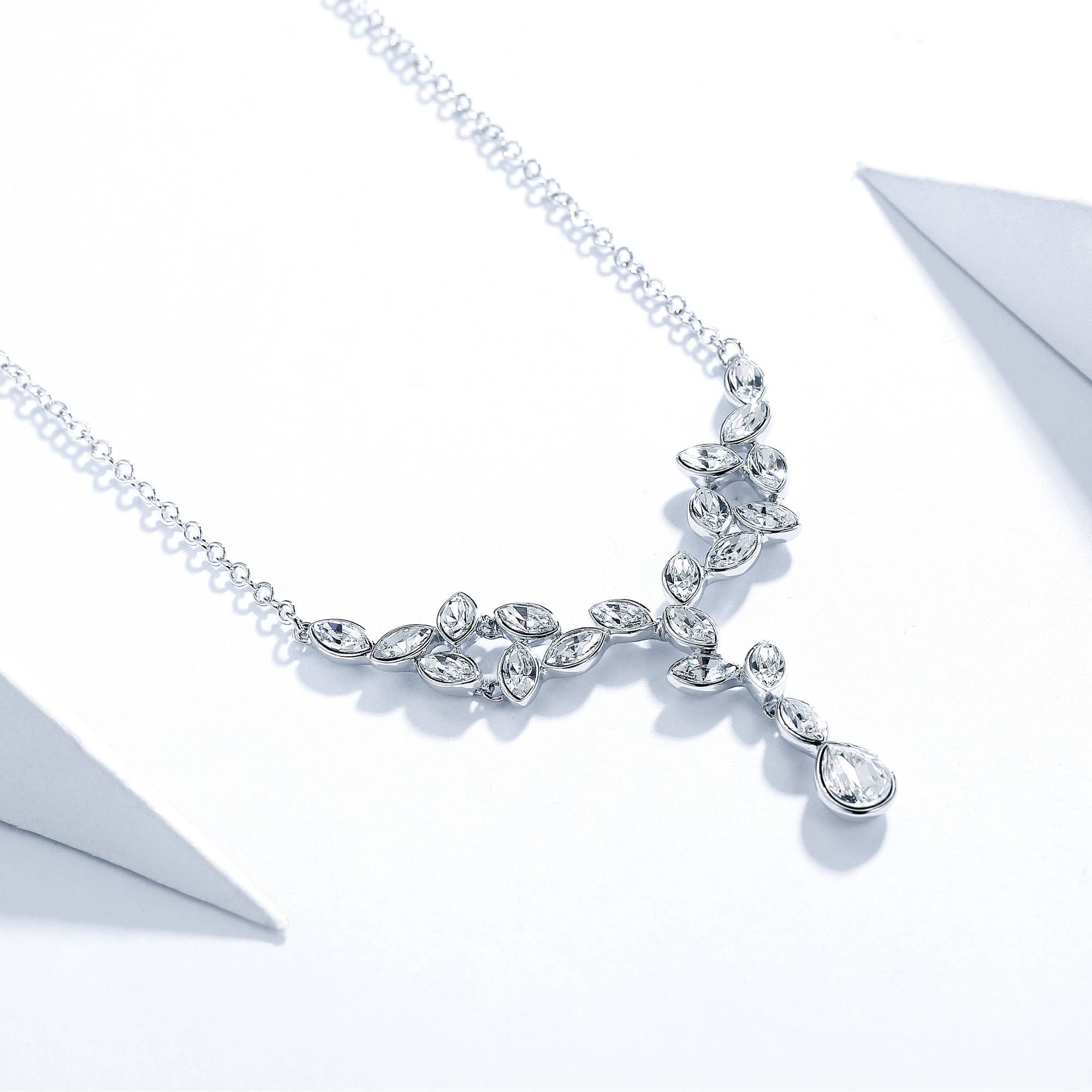 Tranquillity Pendant Necklace | Bridal | White Gold Plated