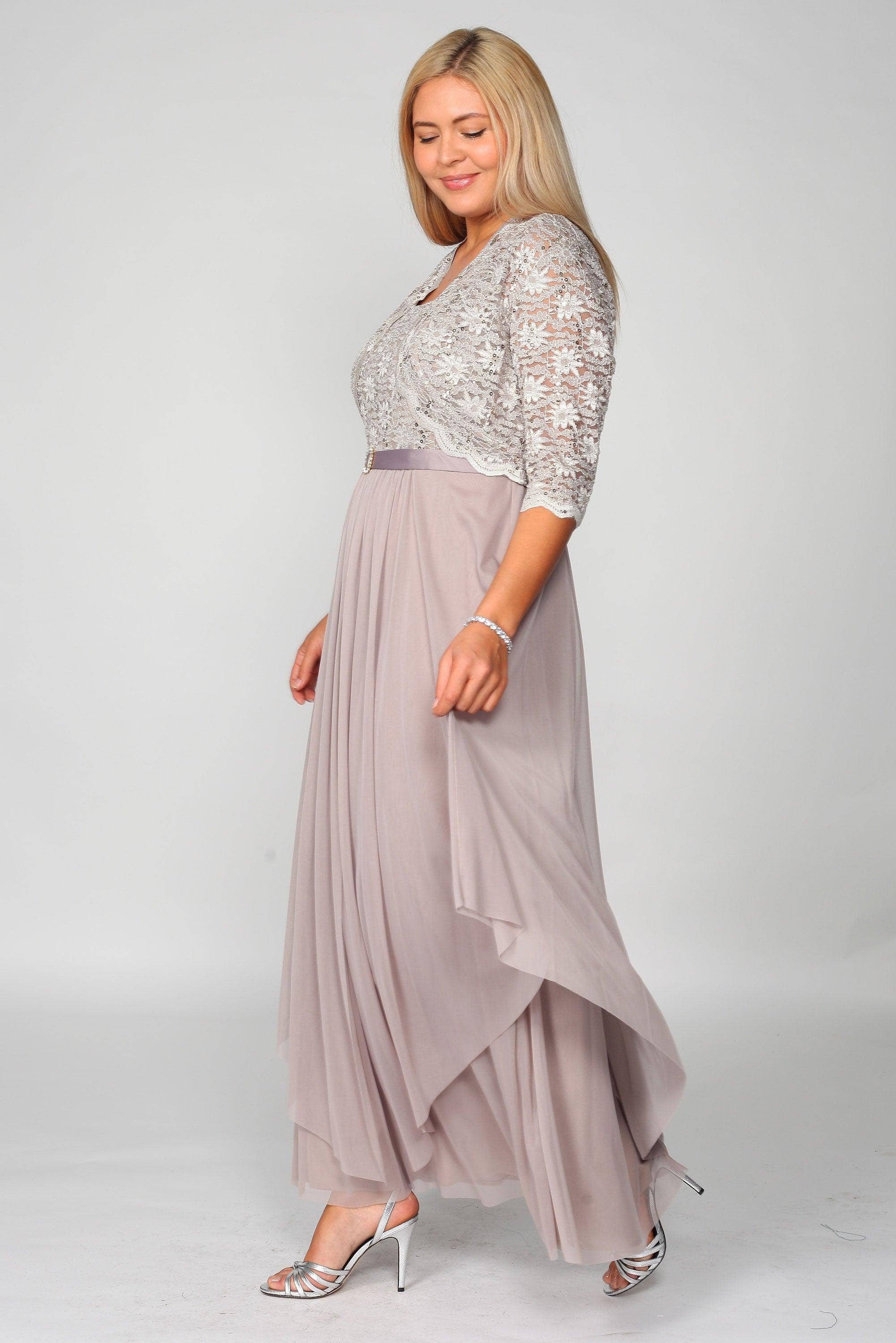 Plus Size Mother of the Bride Dress with Jacket | Floor Length Formal Gown