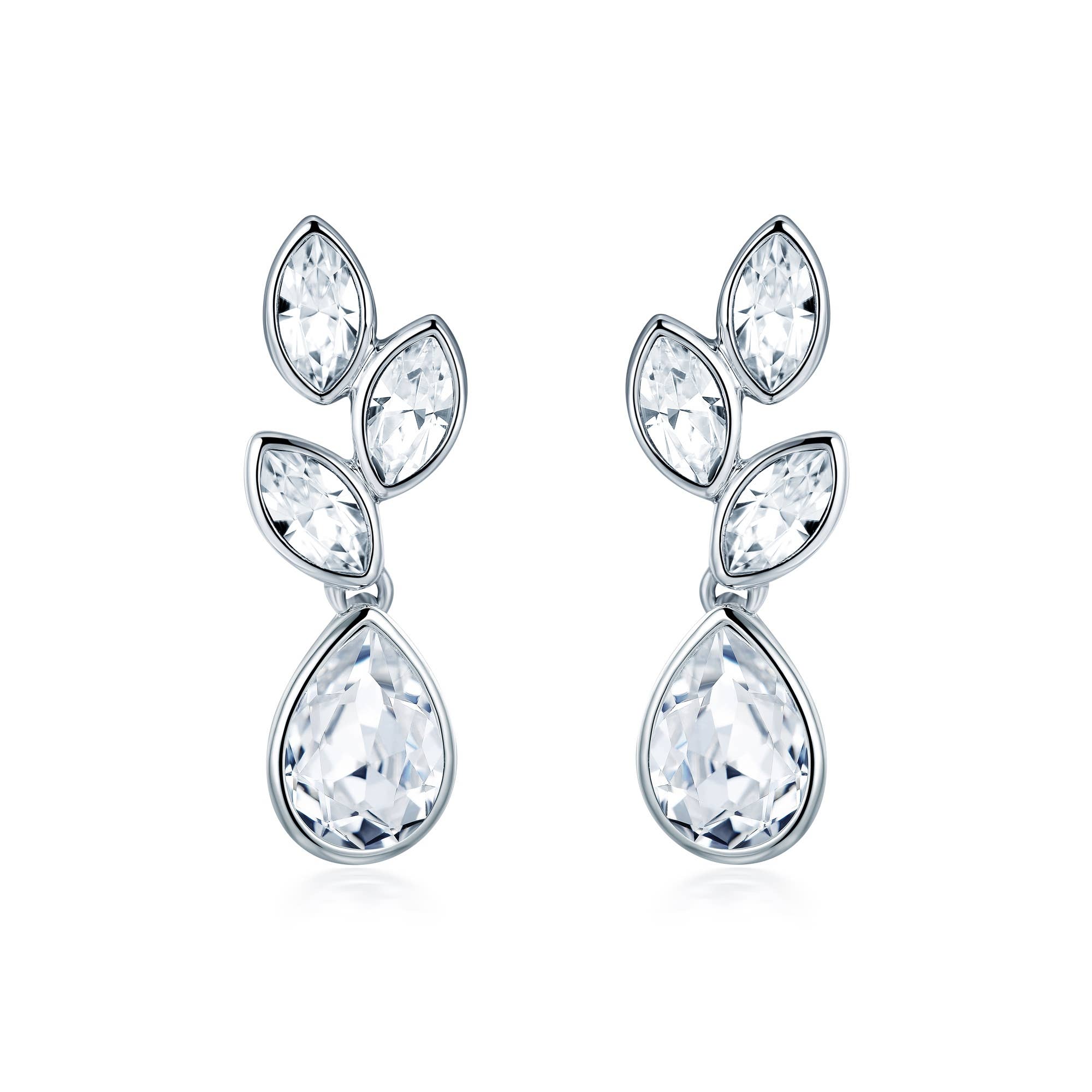 Tranquillity Drop Earrings | Bridal | White Gold Plated