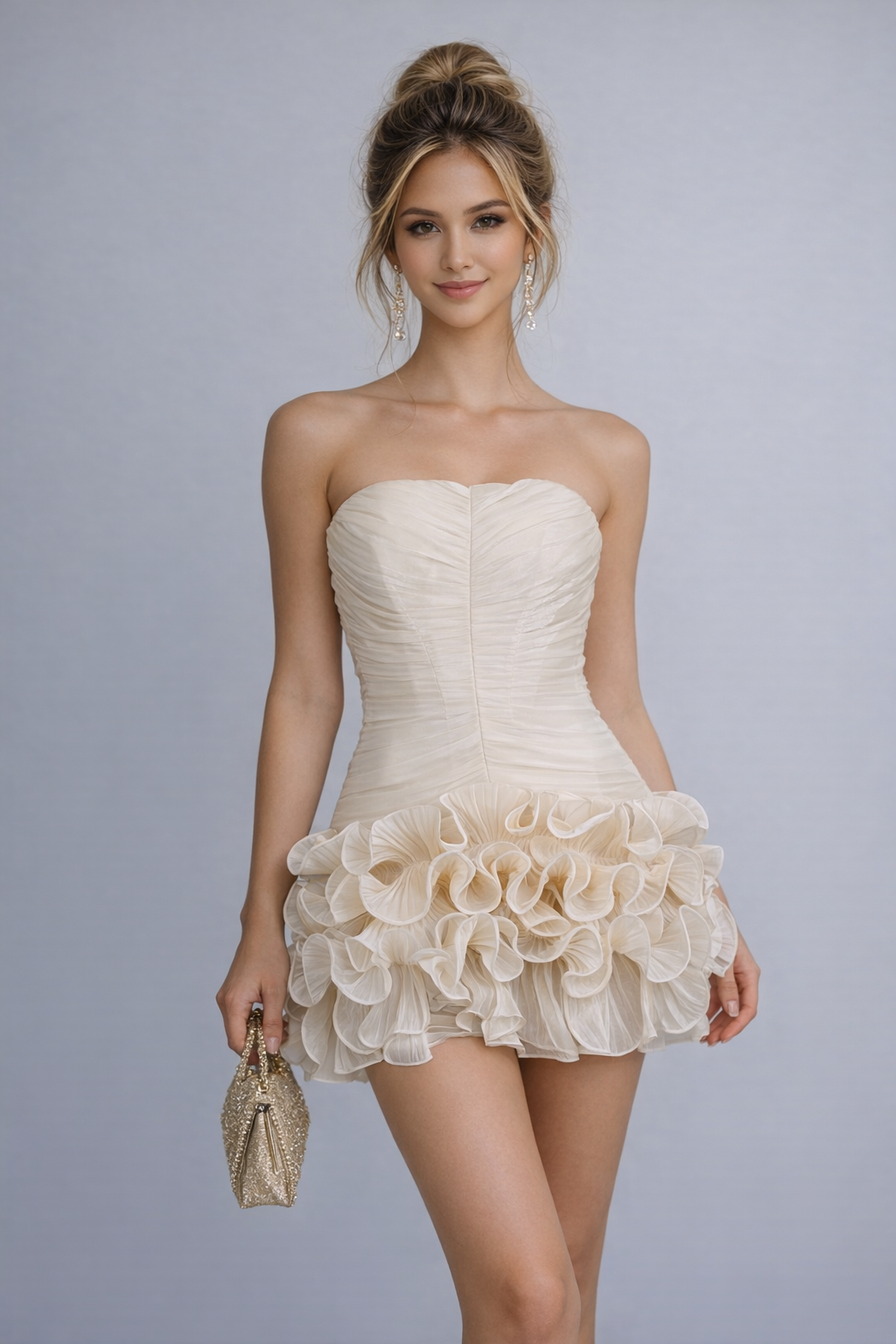 Strapless Ruffle Mini Dress Sculpted Summer Chic