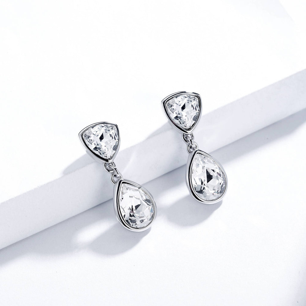 Effusion Pierced Earrings | Bridal | White Gold Plated