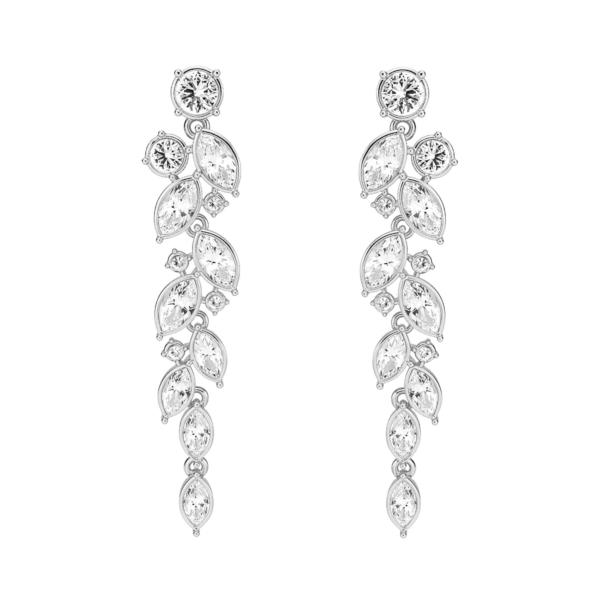 Paloma Drop Earrings with Swarovski Crystals Rhodium Plating