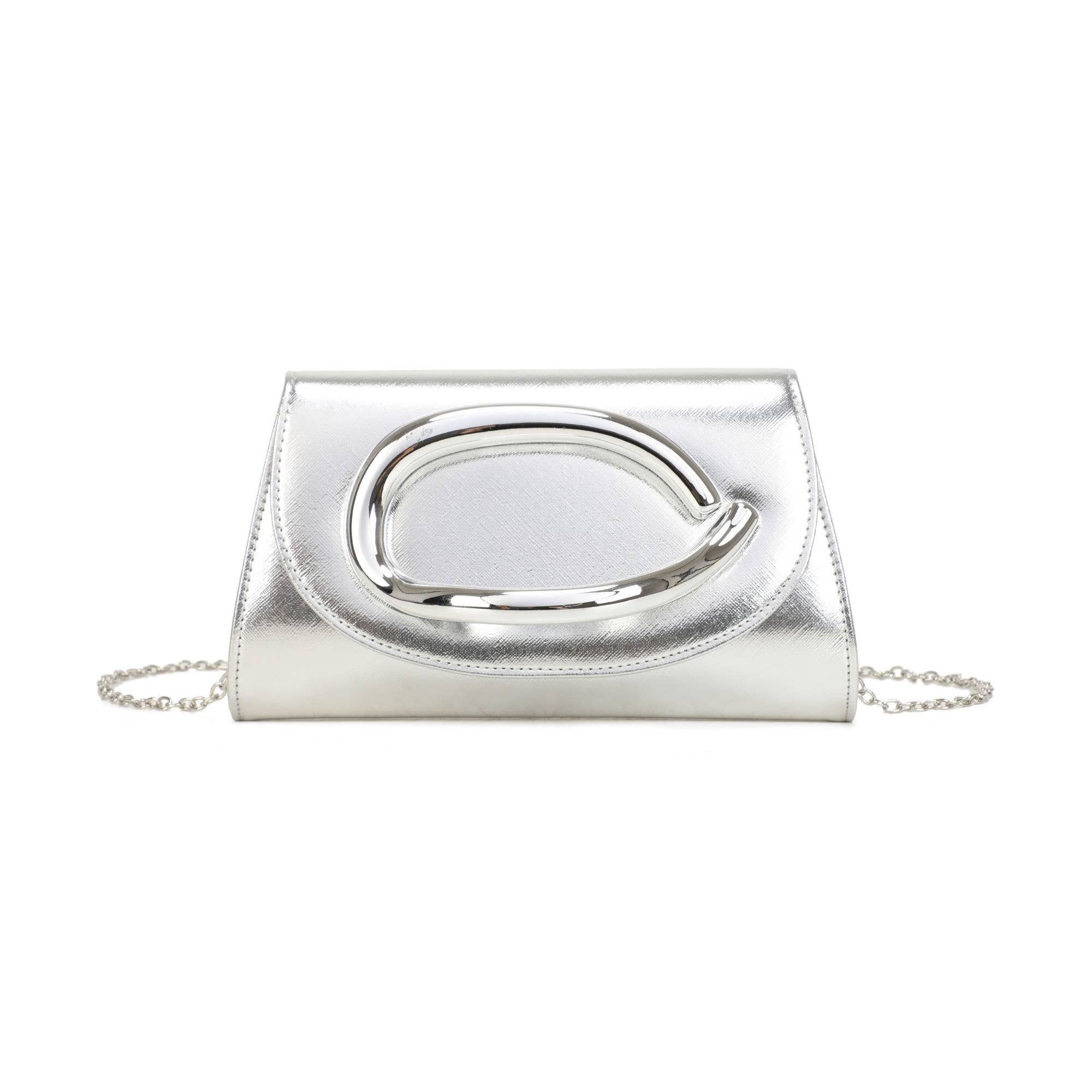 Trapezoid PU Clutch Bag with Metal Hardware