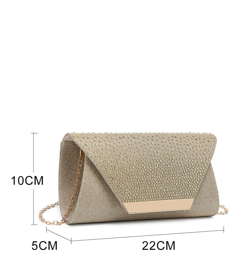 Diamante On the Flap Over Cover Glitter Clutch Bag