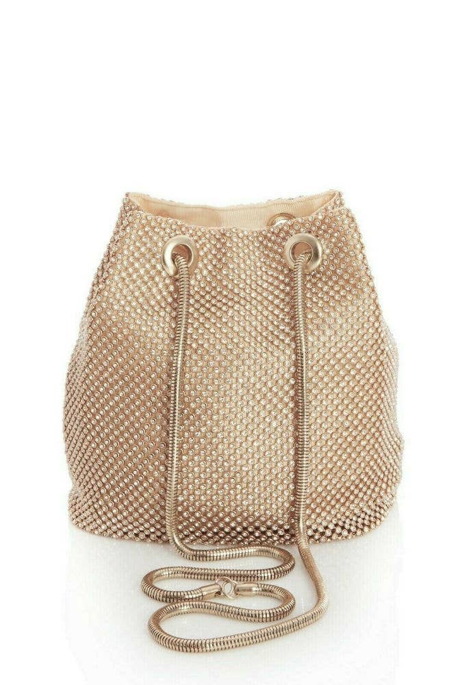 All-Around Diamanté Bucket Clutch Bag