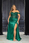 Plus Size Off Shoulder Beaded and Embroidered Maxi Dress