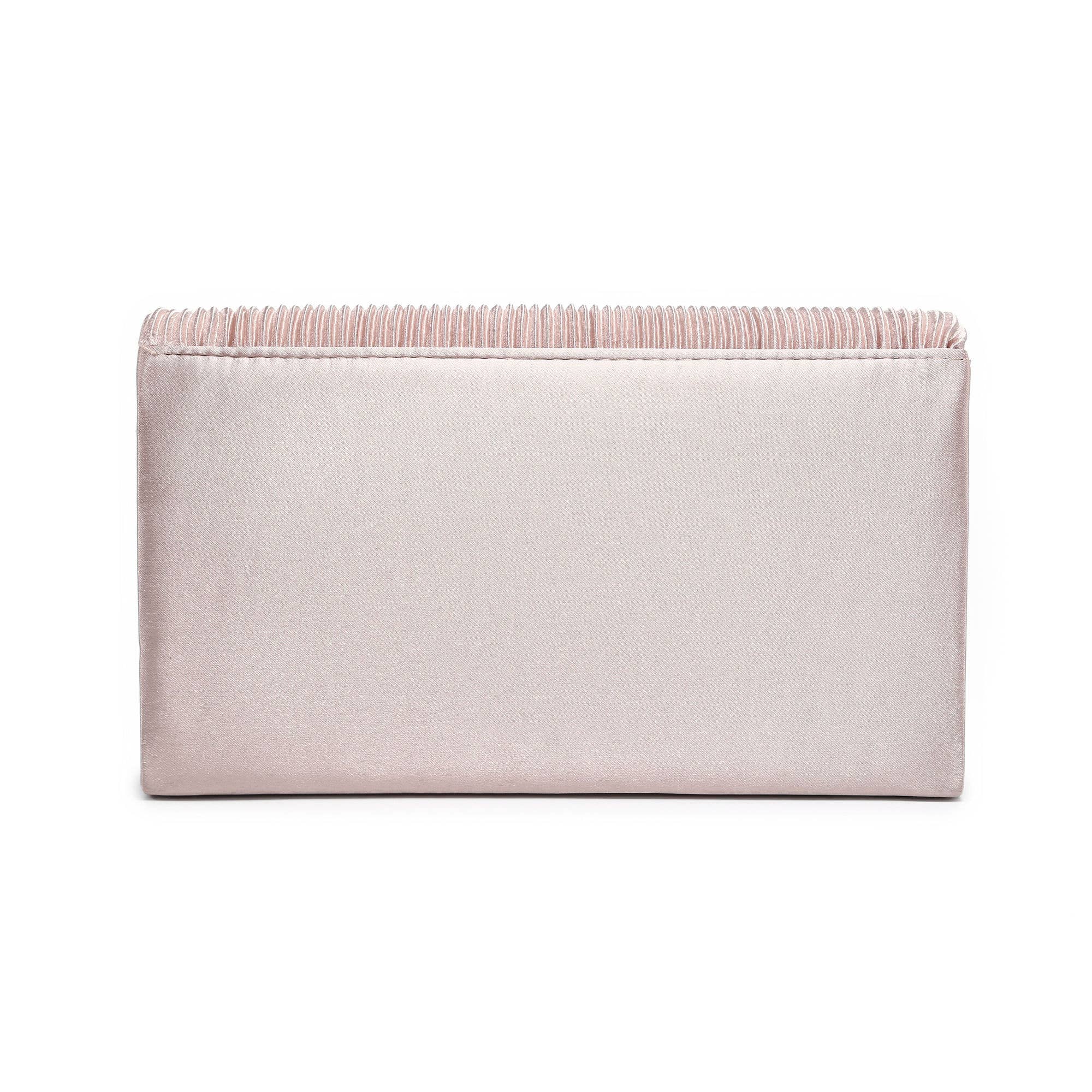Pleated Details Satin Clutch Bag