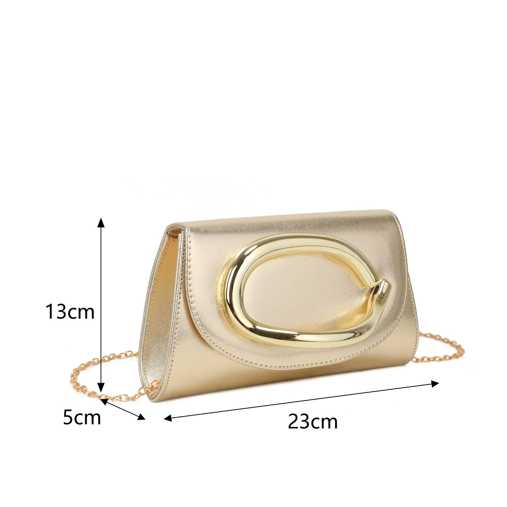 Trapezoid PU Clutch Bag with Metal Hardware
