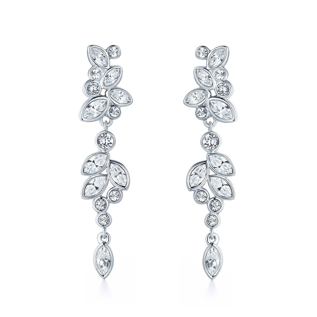 Enchanted Drop Earrings — Swarovski Crystals, White Gold Plating