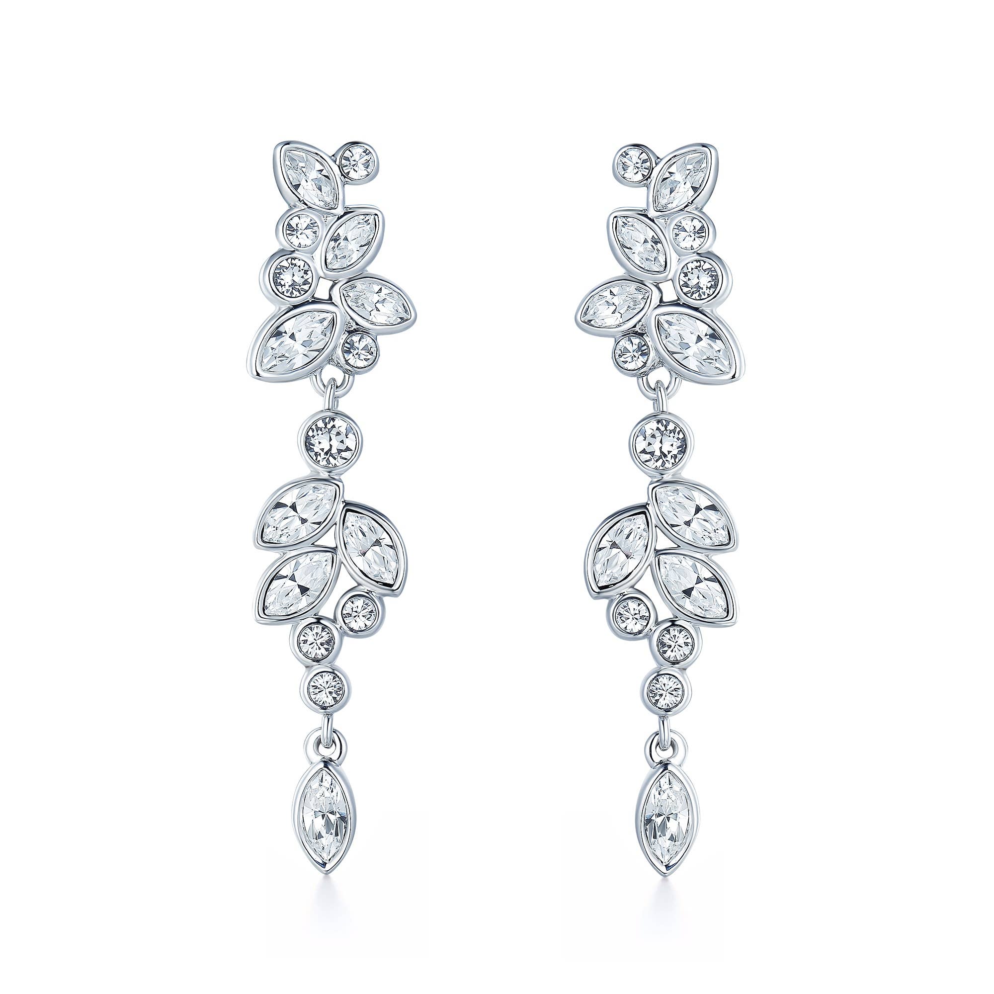 Enchanted Drop Earrings — Swarovski Crystals, White Gold Plating