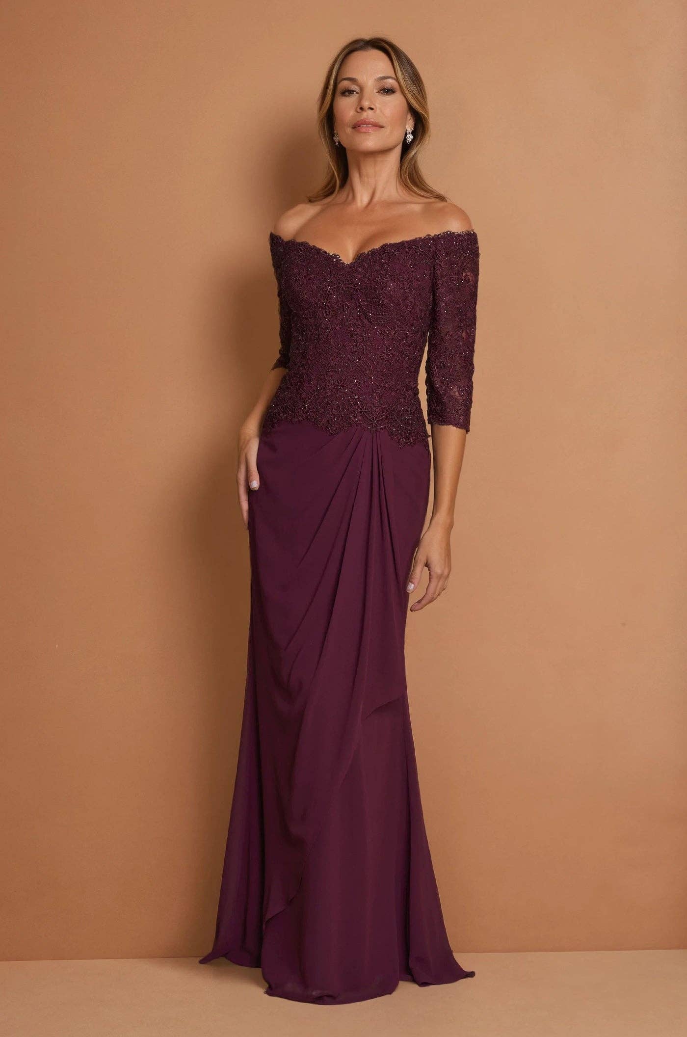 Long Sleeve Lace Mother of the Bride Dress