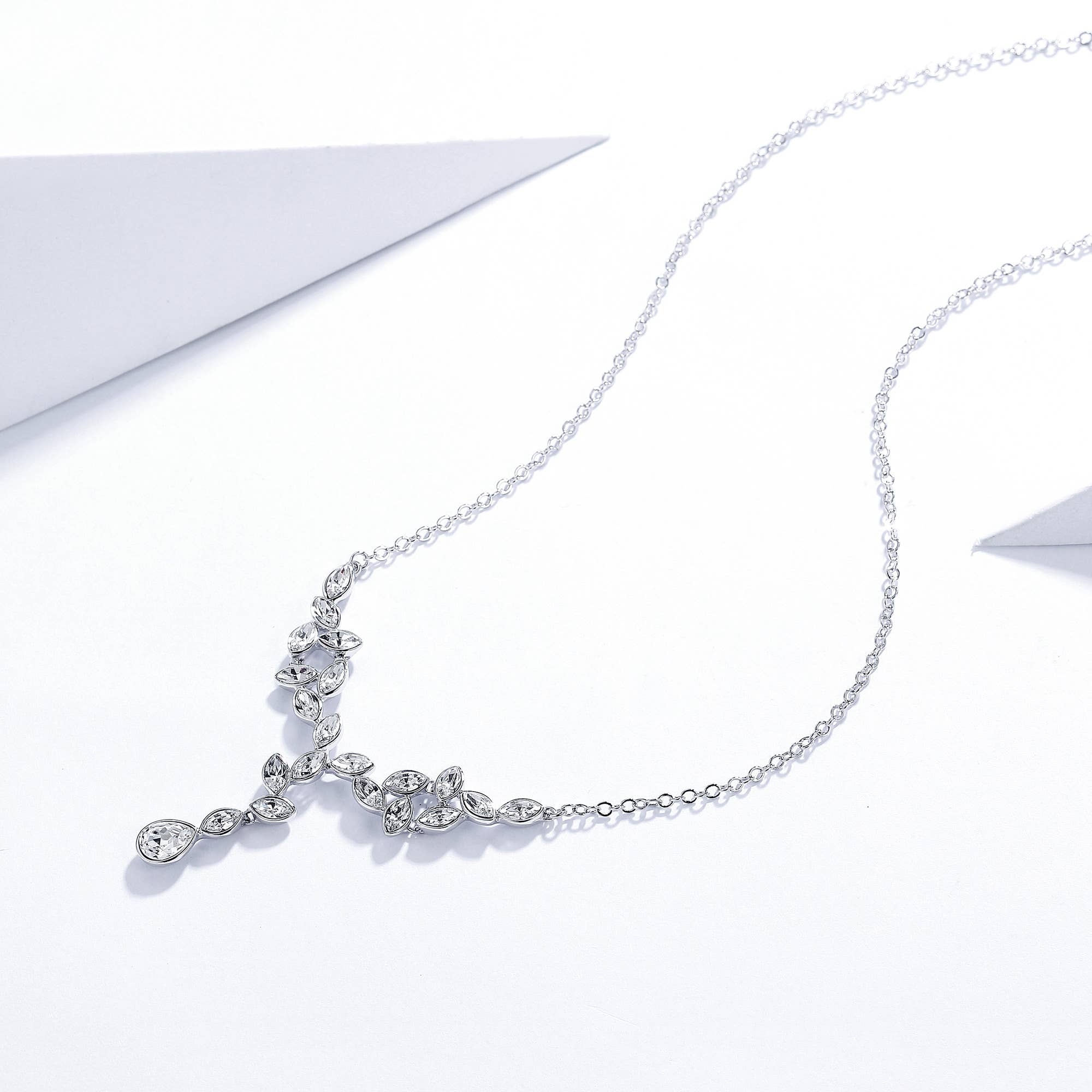 Tranquillity Pendant Necklace | Bridal | White Gold Plated