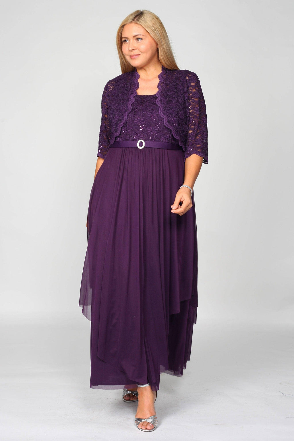 Plus Size Mother of the Bride Dress with Jacket | Floor Length Formal Gown