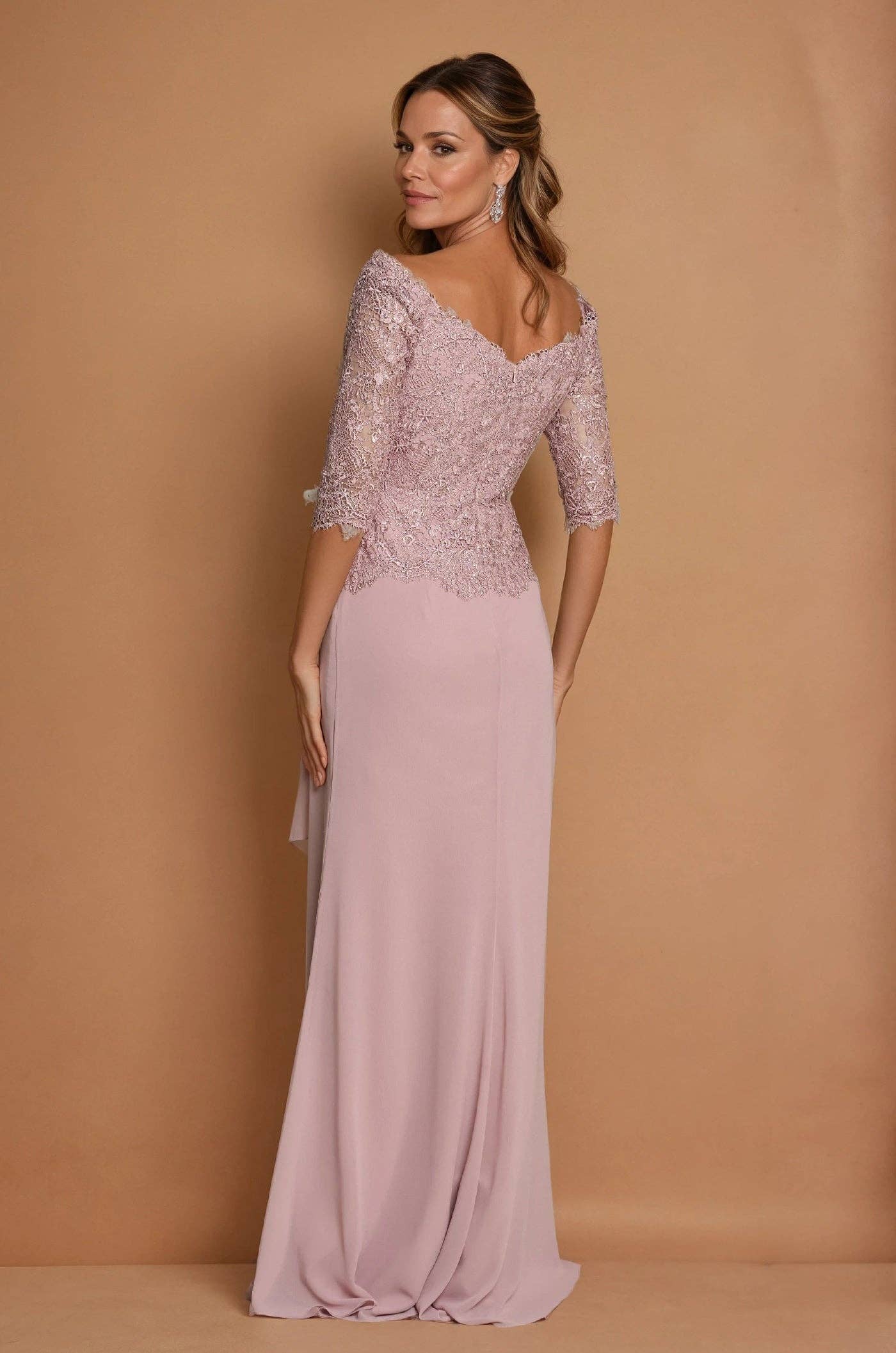 Long Sleeve Lace Mother of the Bride Dress