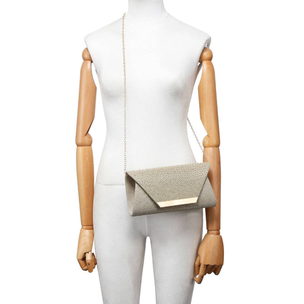 Diamante On the Flap Over Cover Glitter Clutch Bag