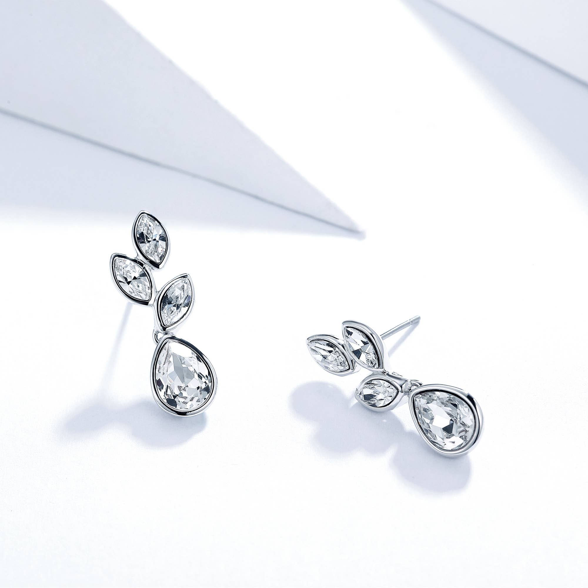 Tranquillity Drop Earrings | Bridal | White Gold Plated