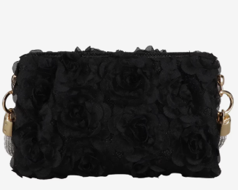 Badgley Mischka Blossom 3D Floral Lace Clutch | Jewel Evening Pouch Bag