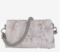 Badgley Mischka White Sequin Lace Evening Bag | Jewel Embroidered Satin Clutch