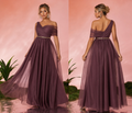 Plum One-Shoulder Tulle Gown