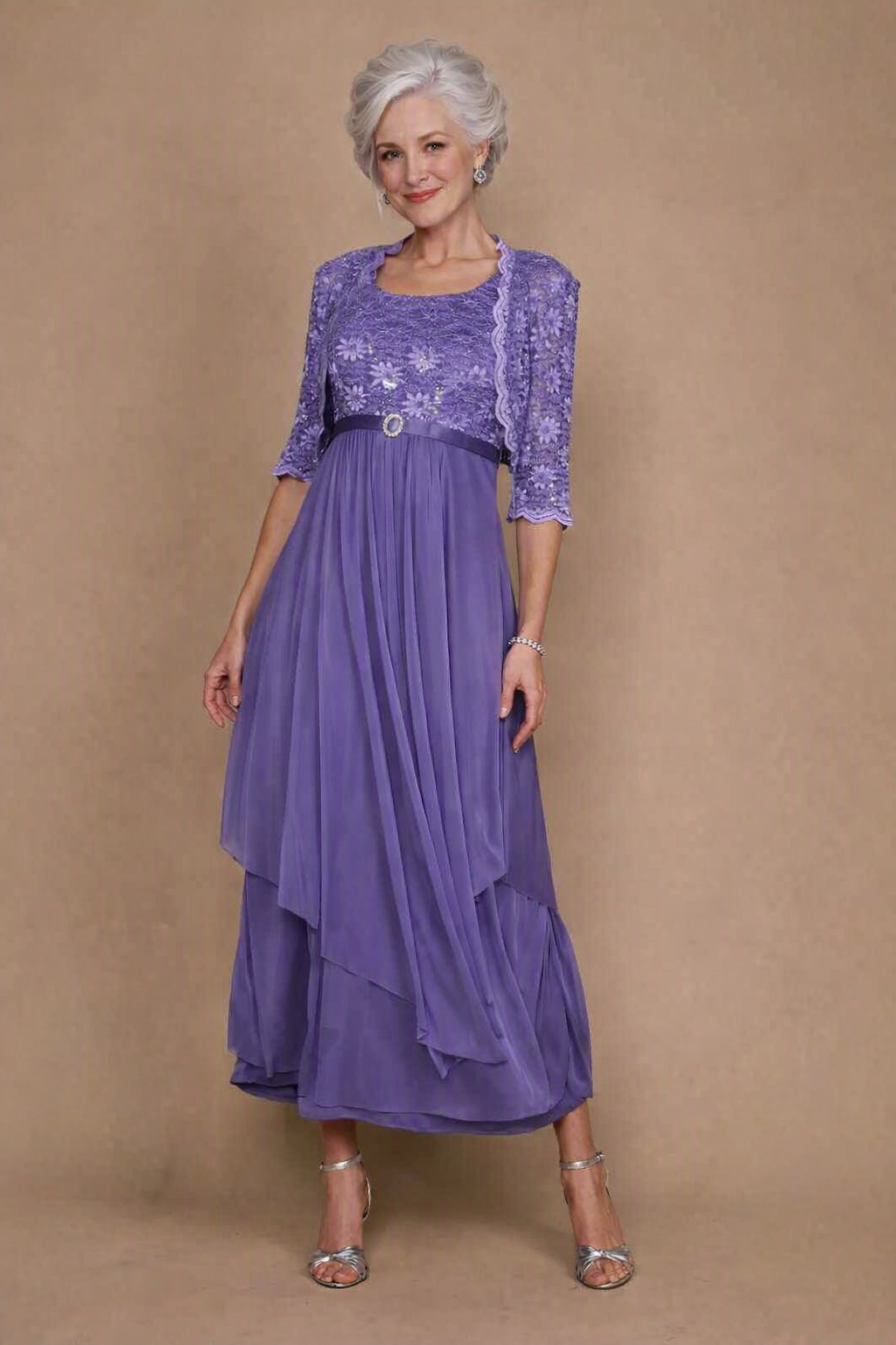 Plus Size Grandmother of the Bride Dress with Jacket | Floor Length Formal Gown