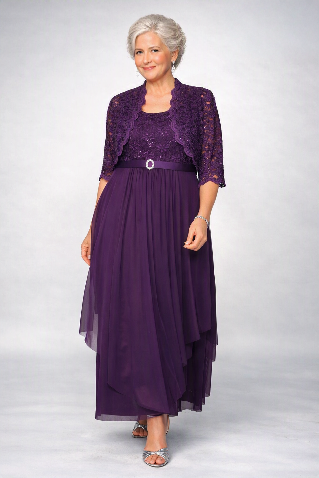 Plus Size Grandmother of the Bride Dress with Jacket | Floor Length Formal Gown