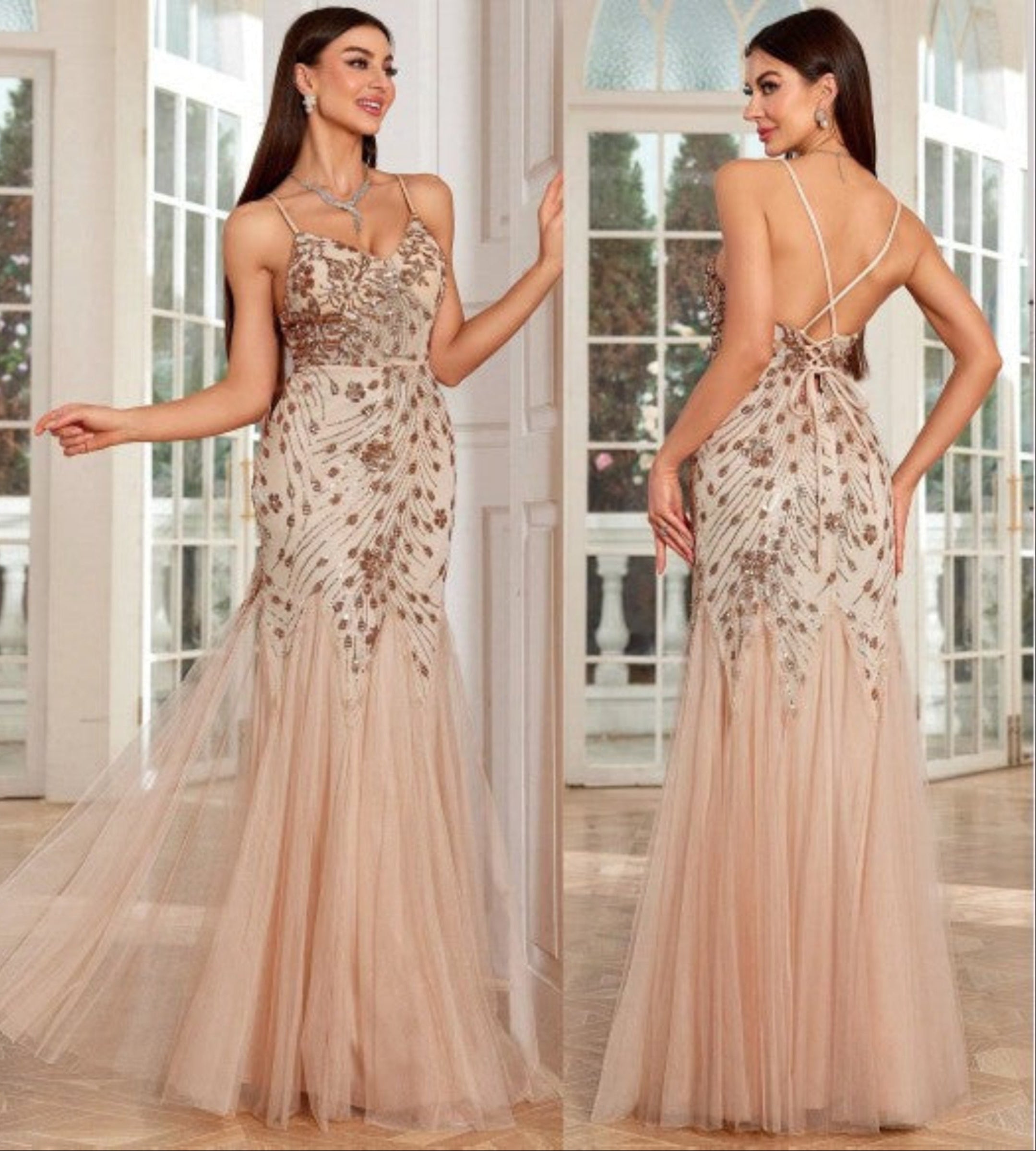 Ethereal Gold Tulle Ball Gown