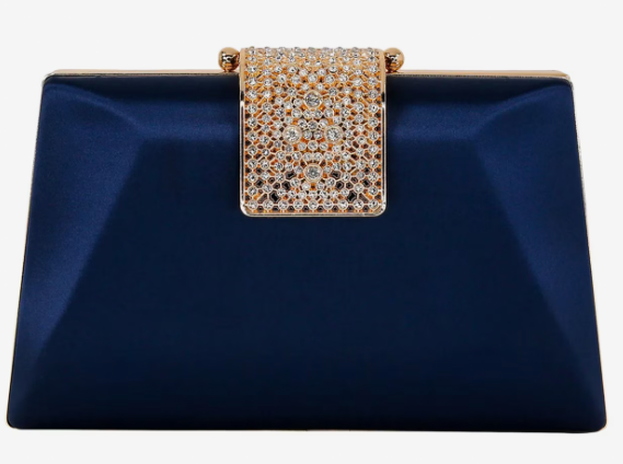 Badgley Mischka Amira Satin Minaudiere Clutch | Jewel Crystal Clasp Evening Bag