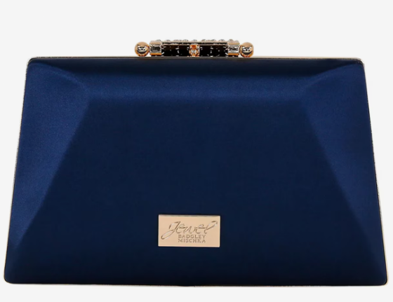 Badgley Mischka Amira Satin Minaudiere Clutch | Jewel Crystal Clasp Evening Bag