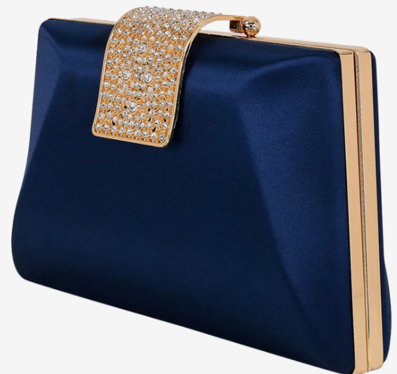 Badgley Mischka Amira Satin Minaudiere Clutch | Jewel Crystal Clasp Evening Bag
