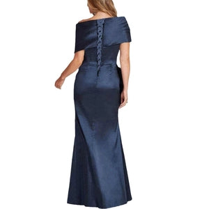 Pearly Satin Mermaid Evening Gown
