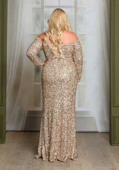 Plus Size Long Sleeve Off Shoulder Maxi Dress