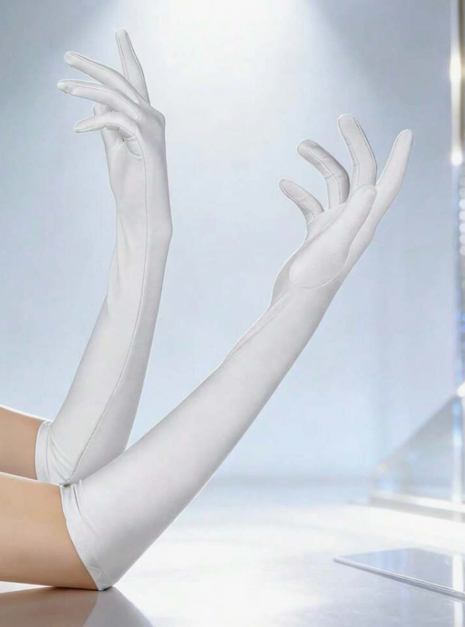 Satin Gloves Elegant Full Length