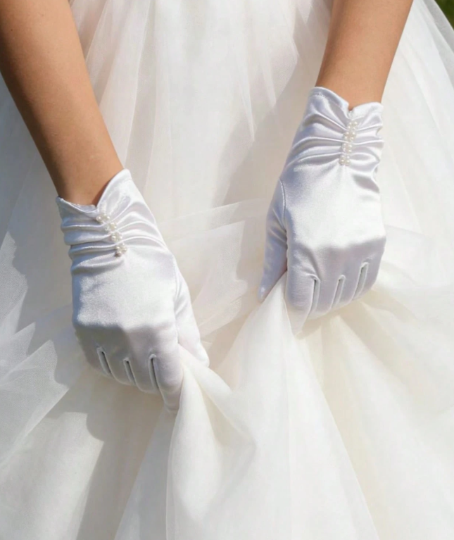 Elegant Pearl Short Gloves