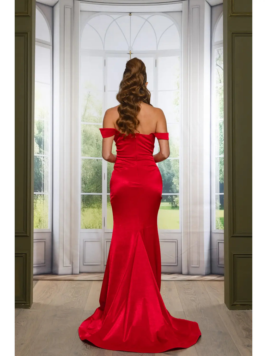 Luxe Off-Shoulder Shimmer Maxi Gown