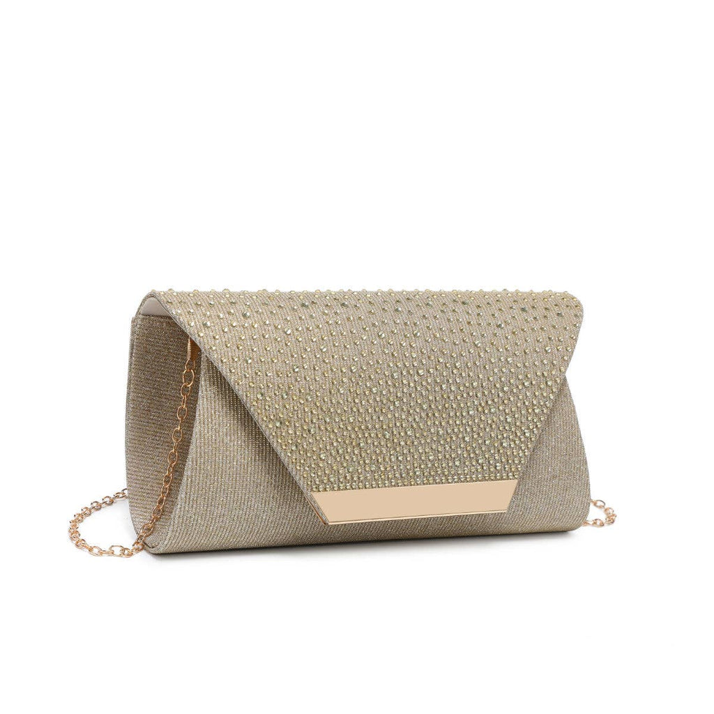 Diamante On the Flap Over Cover Glitter Clutch Bag