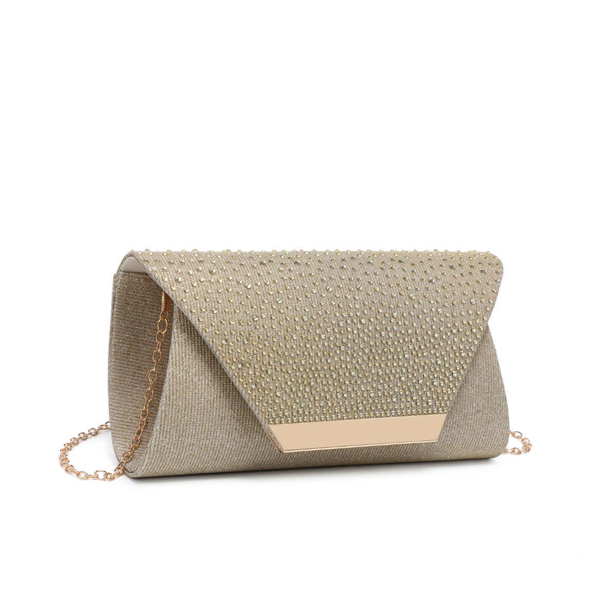Diamante On the Flap Over Cover Glitter Clutch Bag
