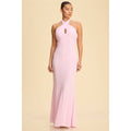 Chiffon Panel Halter Neck Dress
