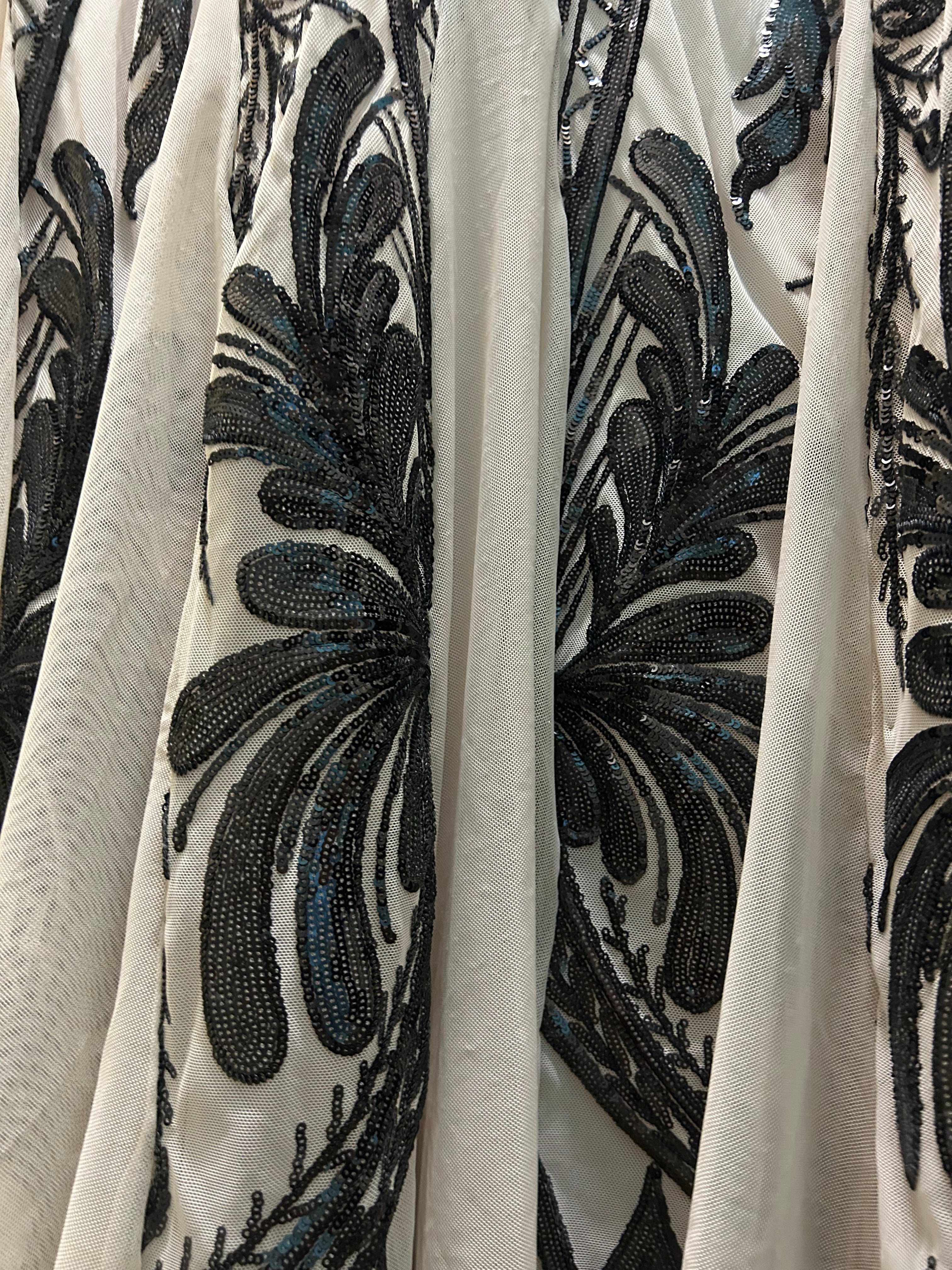Embroidered Sequin Chiffon Evening Gown