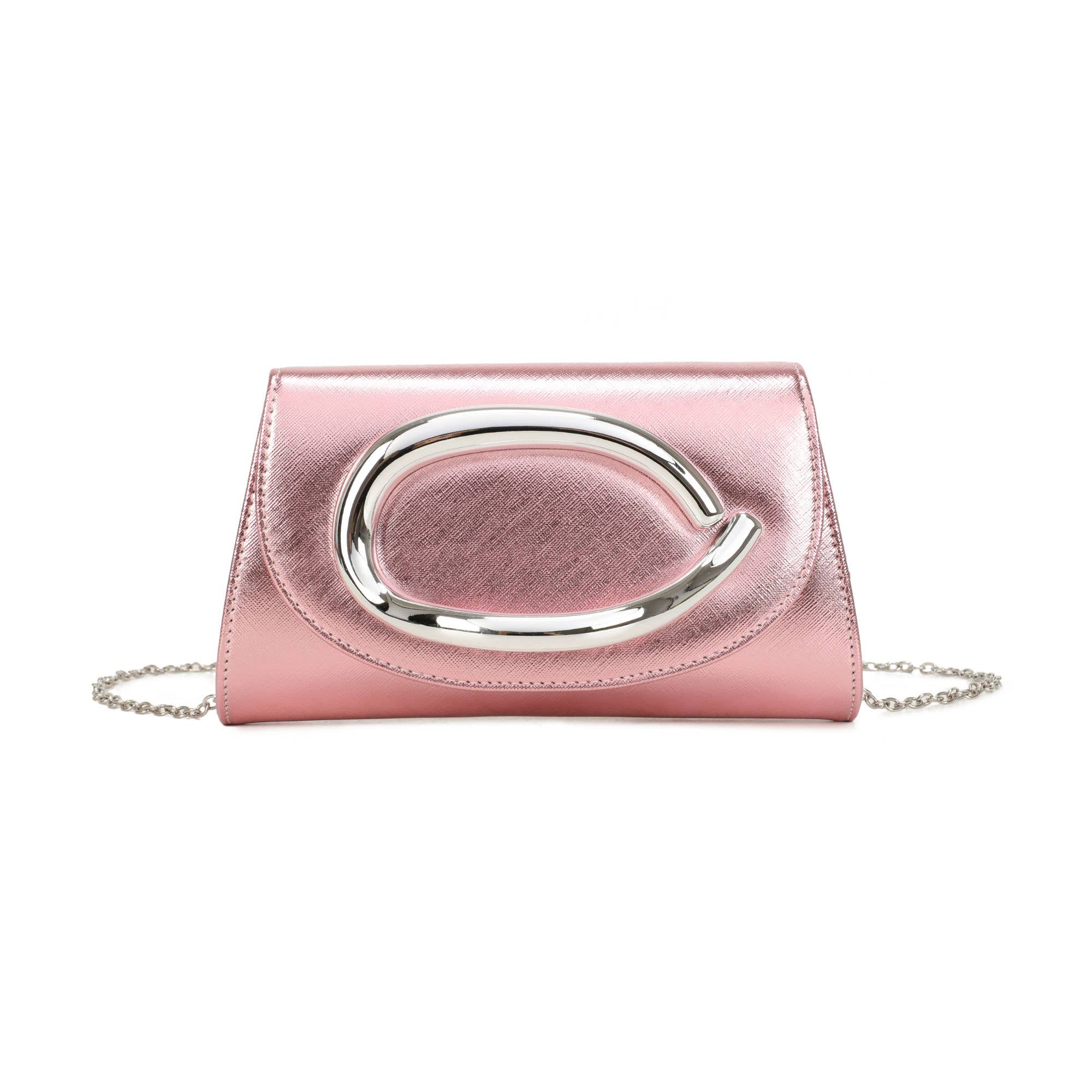 Trapezoid PU Clutch Bag with Metal Hardware