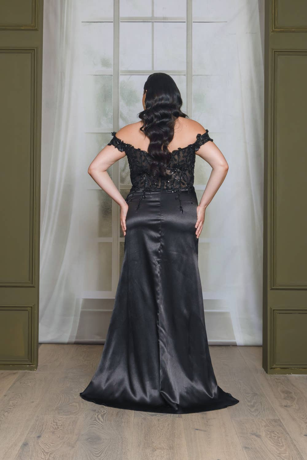 Plus Size Off Shoulder Beaded and Embroidered Maxi Dress
