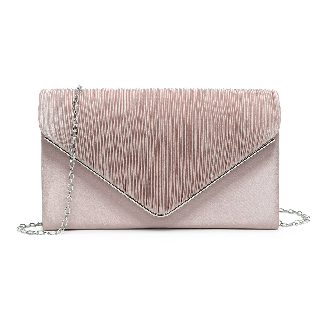 Pleated Details Satin Clutch Bag